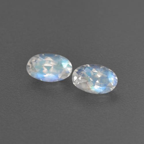 0.58 ctw White Rainbow Moonstone Gemstones, Rainbow Moonstone Gems in Oval Facet Shape for Sale.