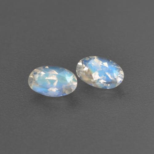 0.58 ctw White Rainbow Moonstone Stones, Natural Rainbow Moonstone in Oval Facet Shape for Sale