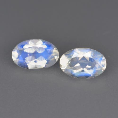 0.79 ctw White Rainbow Moonstone Stones, Natural Rainbow Moonstone in Oval Facet Shape for Sale