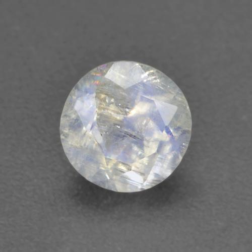 0.80 ct White Rainbow Moonstone Stone, Natural Rainbow Moonstone in Round Facet Shape for Sale