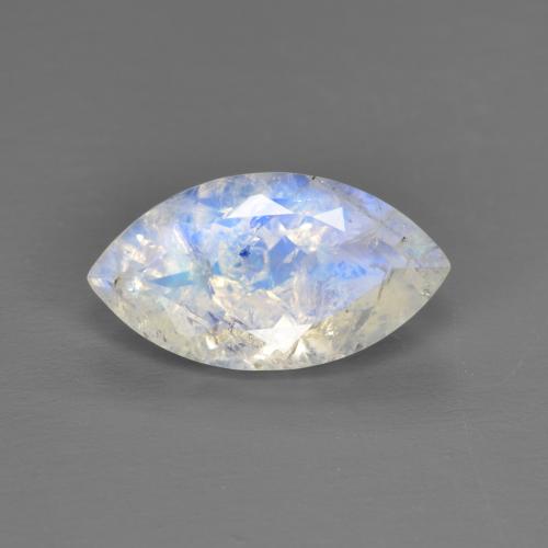1.85 ct White Rainbow Moonstone Gemstone, Rainbow Moonstone Gem in Marquise Facet Shape for Sale.