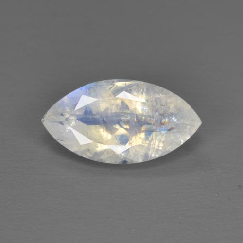 1.79 ct White Rainbow Moonstone Gemstone, Rainbow Moonstone Gem in Marquise Facet Shape for Sale.