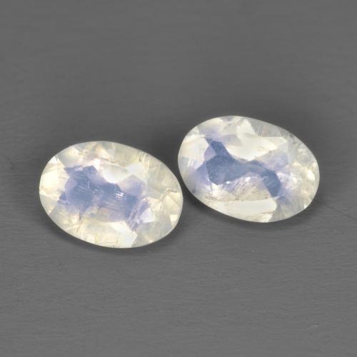 1.43 ctw White Rainbow Moonstone Stones, Natural Rainbow Moonstone in Oval Facet Shape for Sale