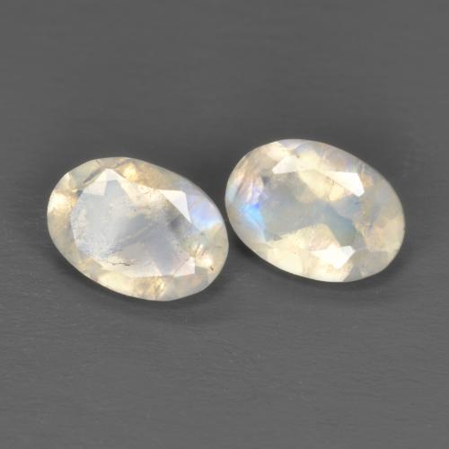 1.45 ctw White Rainbow Moonstone Stones, Natural Rainbow Moonstone in Oval Facet Shape for Sale