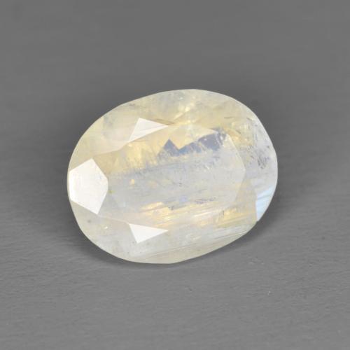2.25 ct White Rainbow Moonstone Stone, Natural Rainbow Moonstone in Oval Facet Shape for Sale