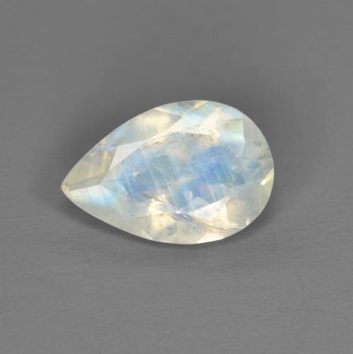 1.34 ct White Rainbow Moonstone Stone, Natural Rainbow Moonstone in Pear Facet Shape for Sale