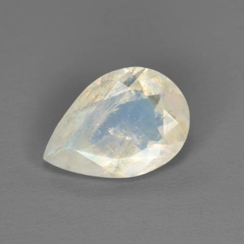 Bläulich-weiß Regenbogen-Mondstein Edelstein - 1.4ct Birnen Schliff (ID: 576275)