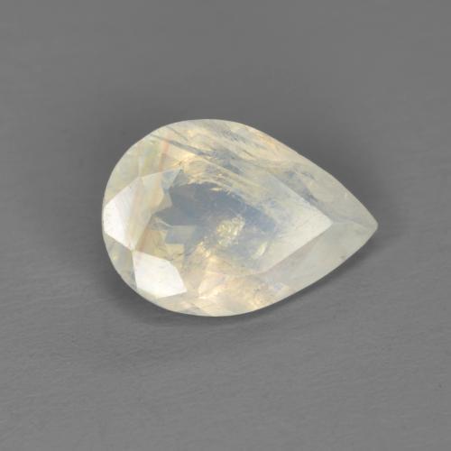 1.40 ct White Rainbow Moonstone Stone, Natural Rainbow Moonstone in Pear Facet Shape for Sale