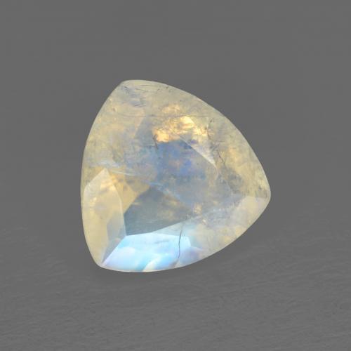 1.43 ct White Rainbow Moonstone Stone, Natural Rainbow Moonstone in Trillion Facet Shape for Sale