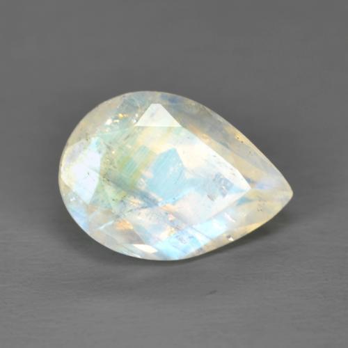 1.92 ct White Rainbow Moonstone Stone, Natural Rainbow Moonstone in Pear Facet Shape for Sale