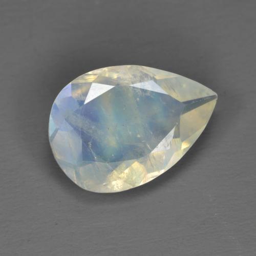 1.40 ct White Rainbow Moonstone Stone, Natural Rainbow Moonstone in Pear Facet Shape for Sale