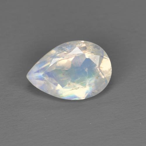 1.35 ct White Rainbow Moonstone Stone, Natural Rainbow Moonstone in Pear Facet Shape for Sale