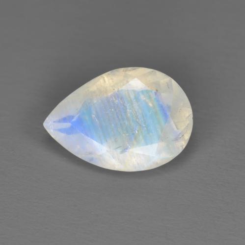 Bluish White Rainbow Moonstone Gem - 1.6ct Pear Facet (ID: 576306)