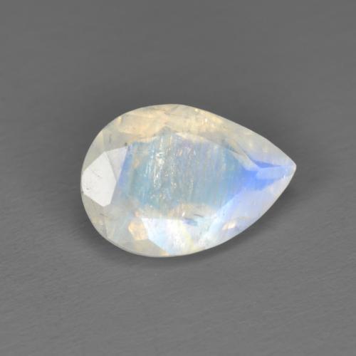 1.62 ct White Rainbow Moonstone Stone, Natural Rainbow Moonstone in Pear Facet Shape for Sale