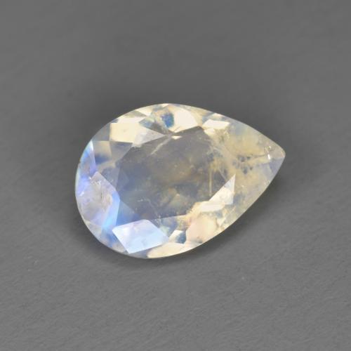 Bluish White Rainbow Moonstone Gem - 1.6ct Pear Facet (ID: 576703)