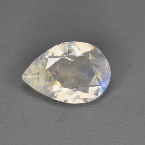 1.58 ct White Rainbow Moonstone Stone, Natural Rainbow Moonstone in Pear Facet Shape for Sale
