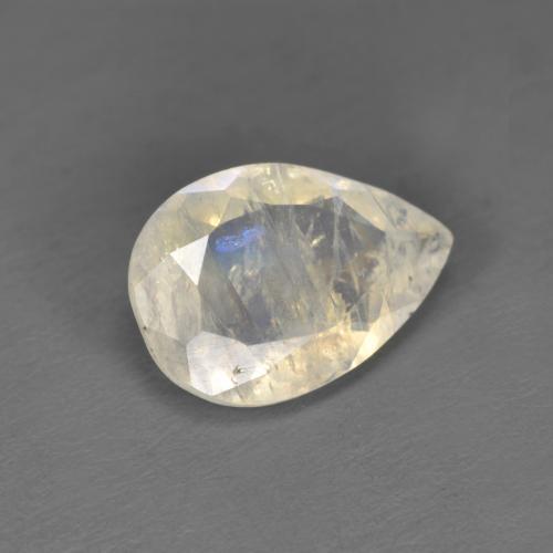 1.49 ct White Rainbow Moonstone Stone, Natural Rainbow Moonstone in Pear Facet Shape for Sale