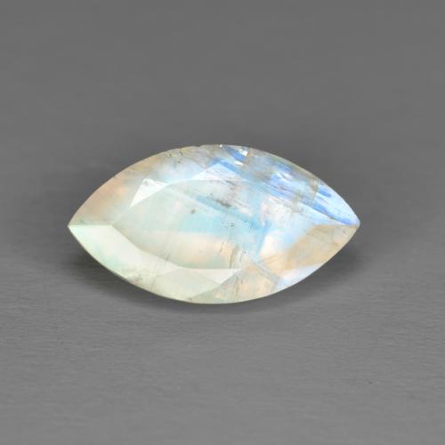 1.92 ct White Rainbow Moonstone Gemstone, Rainbow Moonstone Gem in Marquise Facet Shape for Sale.