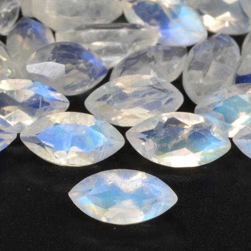0.29 ct White Rainbow Moonstone Gemstone, Rainbow Moonstone Gem in Marquise Facet Shape for Sale.