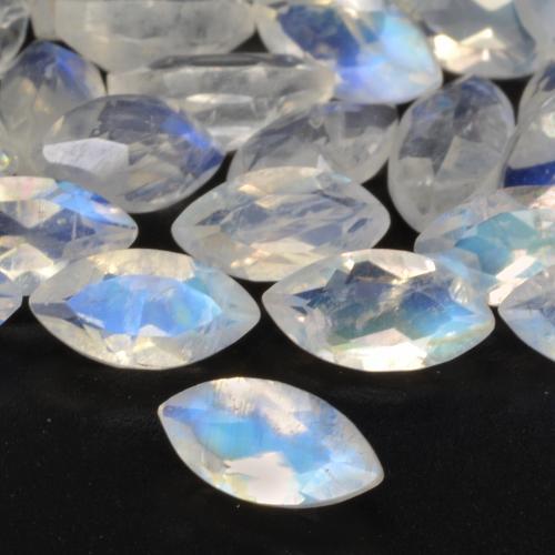 0.29 ct White Rainbow Moonstone Stone, Natural Rainbow Moonstone in Marquise Facet Shape for Sale