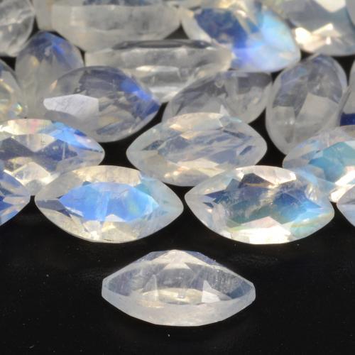 Rainbow Moonstone Gemstone in 6 x 3.1 mm Size for Sale, Rainbow Moonstone Stone in Bluish White Color