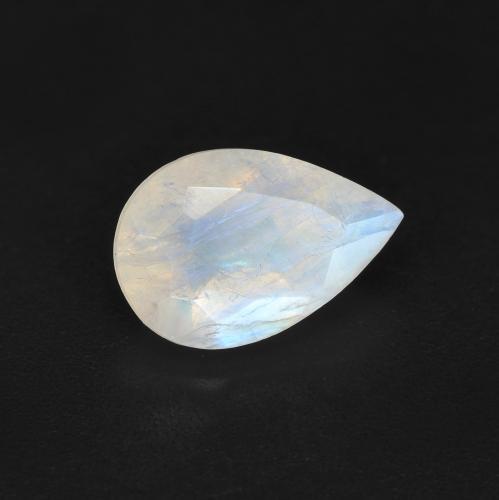 1.37 ct White Rainbow Moonstone Stone, Natural Rainbow Moonstone in Pear Facet Shape for Sale