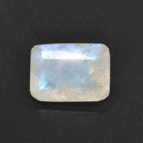Bluish White Rainbow Moonstone Gem - 1ct Octagon Step Cut (ID: 583899)