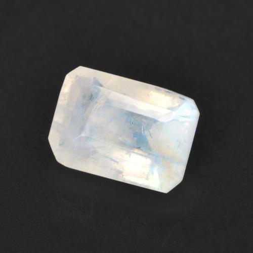 Bluish White Rainbow Moonstone Gem - 1.1ct Octagon Step Cut (ID: 583900)