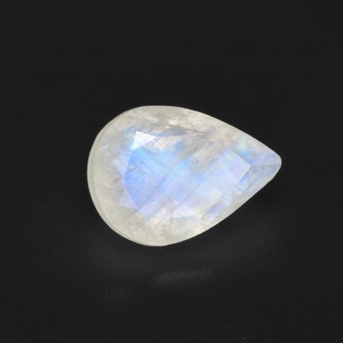 Bluish White Rainbow Moonstone Gem - 1.5ct Pear Facet (ID: 584111)