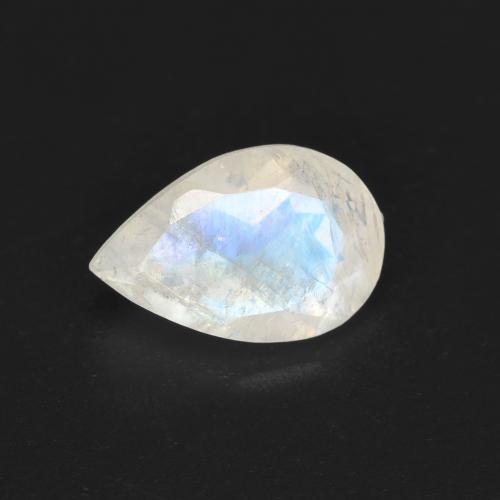 Bluish White Rainbow Moonstone Gem - 1.3ct Pear Facet (ID: 584114)