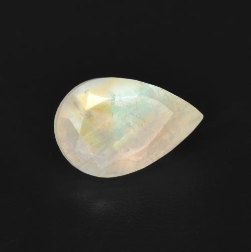 Multicolor White Rainbow Moonstone Gem - 1.6ct Pear Facet (ID: 584119)