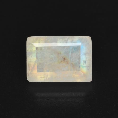 Multicolor White Rainbow Moonstone Gem - 1.3ct Octagon Step Cut (ID: 584120)