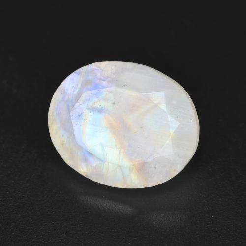 Bluish White Rainbow Moonstone Gem - 3.4ct Oval Facet (ID: 584647)