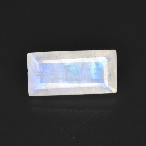 Bluish White Rainbow Moonstone Gem - 1.5ct Baguette Facet (ID: 584652)