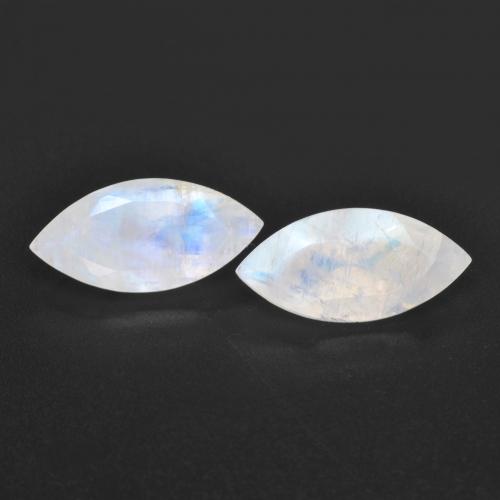 Bluish White Rainbow Moonstone Gem - 1.7ct Marquise Facet (ID: 585114)