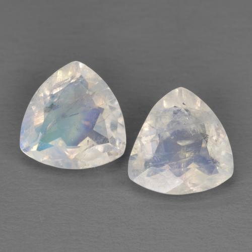 Bläulich-weiß Regenbogen-Mondstein Edelstein - 0.9ct Trillantschliff (ID: 586617)