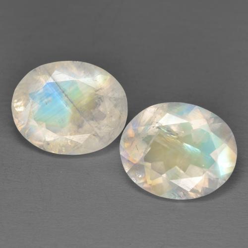 Bluish White Rainbow Moonstone Gem - 2.9ct Oval Facet (ID: 586737)