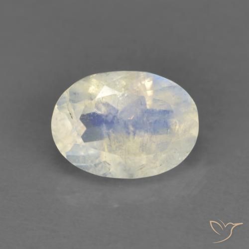 0.91ct Natural Bluish White Rainbow Moonstone, Oval, Transparent