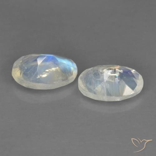 Rainbow Moonstone Gemstones in 7 x 5 mm (calibrated) Size for Sale, Rainbow Moonstone Stones in Bluish White Color