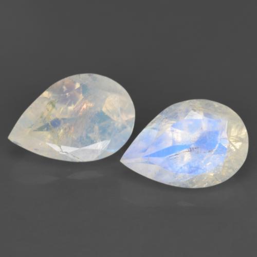 Bianco bluastro Pietra di luna arcobaleno Gem - 1.2ct Sfaccettatura a pera (ID: 605487)
