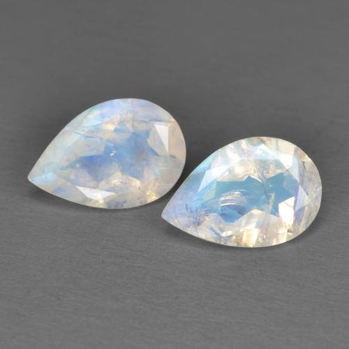 Blanco azulado Piedra de Luna Arco Iris Gema - 1.1ct Corte en forma de pera (ID: 606489)