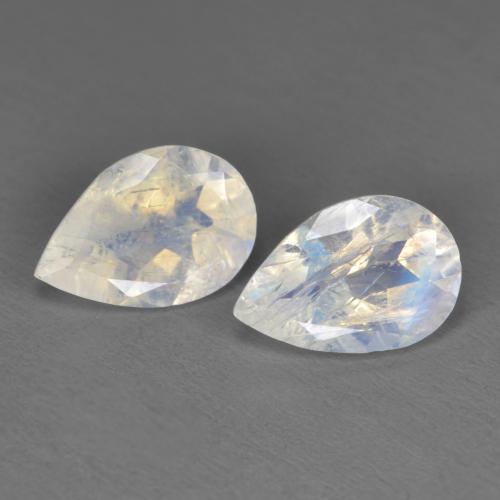 Bluish White Rainbow Moonstone Gem - 1.2ct Pear Facet (ID: 606492)