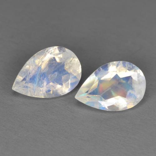 Bluish White Rainbow Moonstone Gem - 1.3ct Pear Facet (ID: 606499)