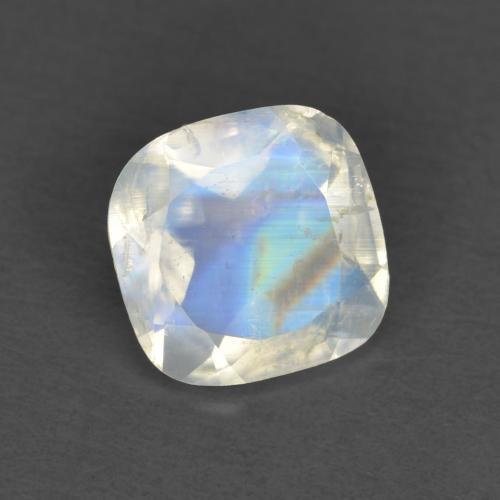 Blanco azulado Piedra de Luna Arco Iris Gema - 0.6ct Corte en Forma Cojín (ID: 606821)