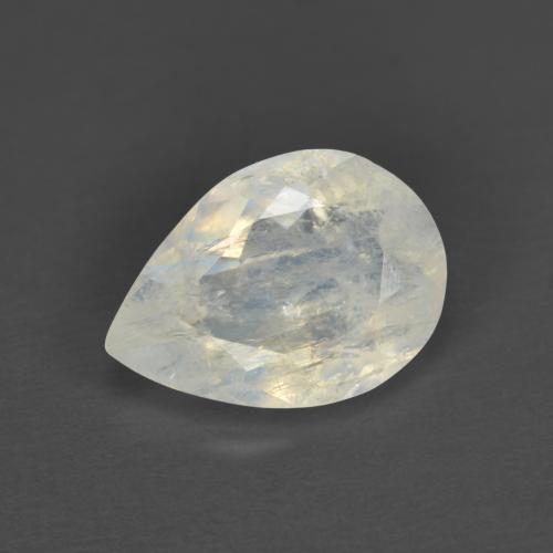 Bluish White Rainbow Moonstone Gem - 1.4ct Pear Facet (ID: 606832)