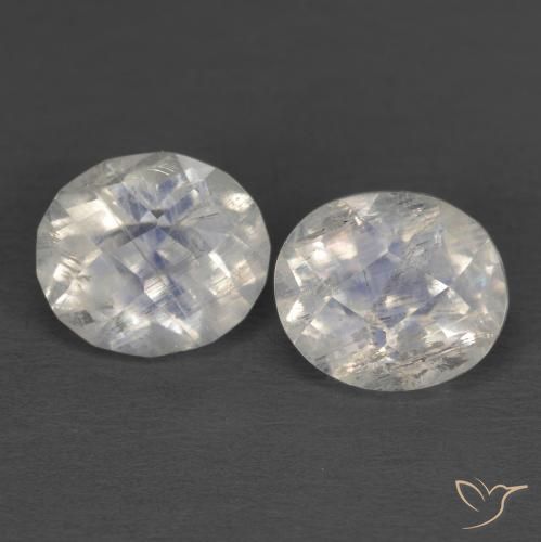 1.71ct Natural Bluish White Rainbow Moonstone, Oval, Transparent