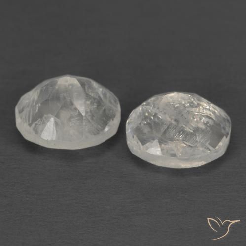 Rainbow Moonstone Gemstones in 6.9 x 5.9 mm Size for Sale, Rainbow Moonstone Stones in Bluish White Color