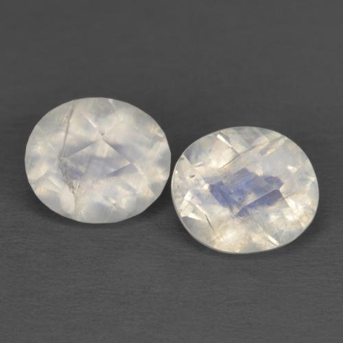 Bluish White Rainbow Moonstone Gem - 1.2ct Oval Checkerboard (ID: 611863)