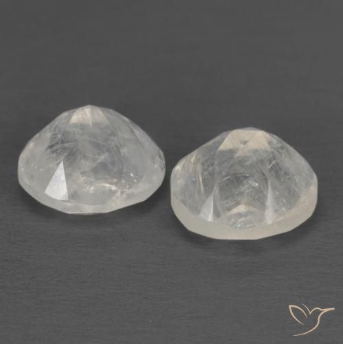 Rainbow Moonstone Gemstones in 7 x 6.1 mm Size for Sale, Rainbow Moonstone Stones in Bluish White Color
