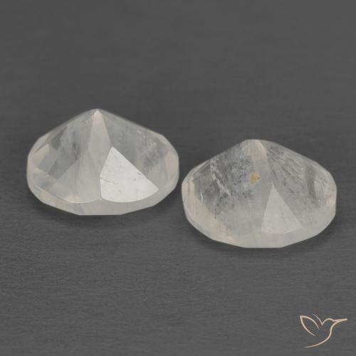 Rainbow Moonstone Gemstones in 7.1 x 6 mm Size for Sale, Rainbow Moonstone Stones in Bluish White Color